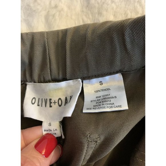 OLIVE +OAK WOMENS PANTS solid GREEN OLIVE Tencel soft comfort Jogger Small - Picture 4 of 8
